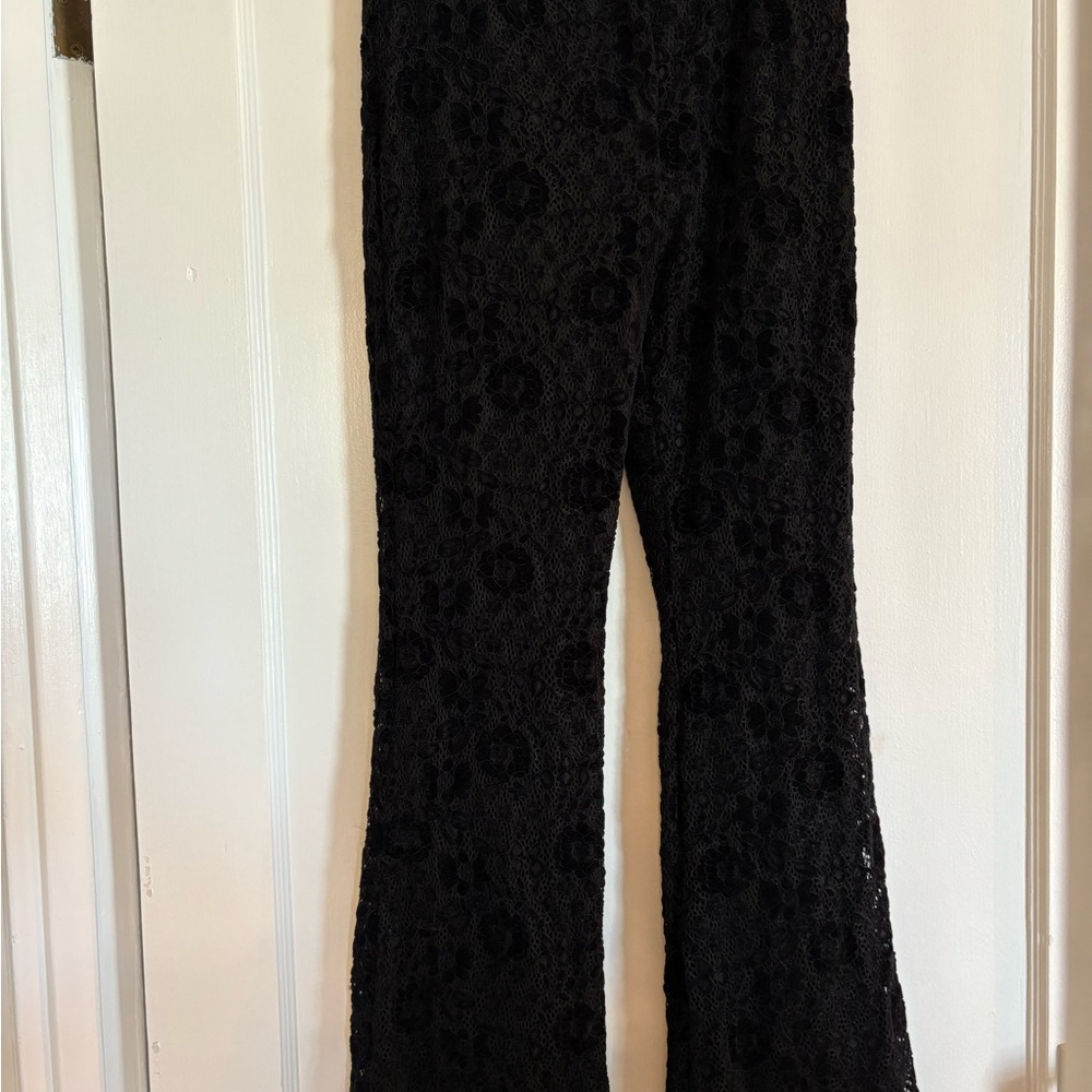 Avec Les Filles Lace Flared Pants